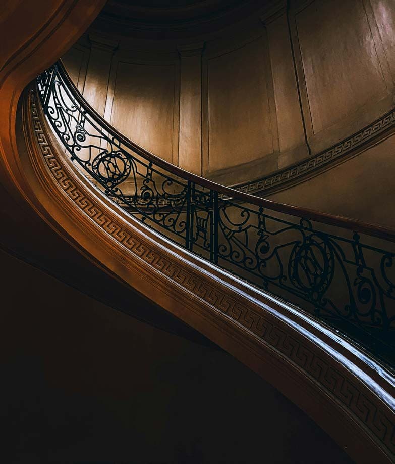 Spiral staircase seen from below